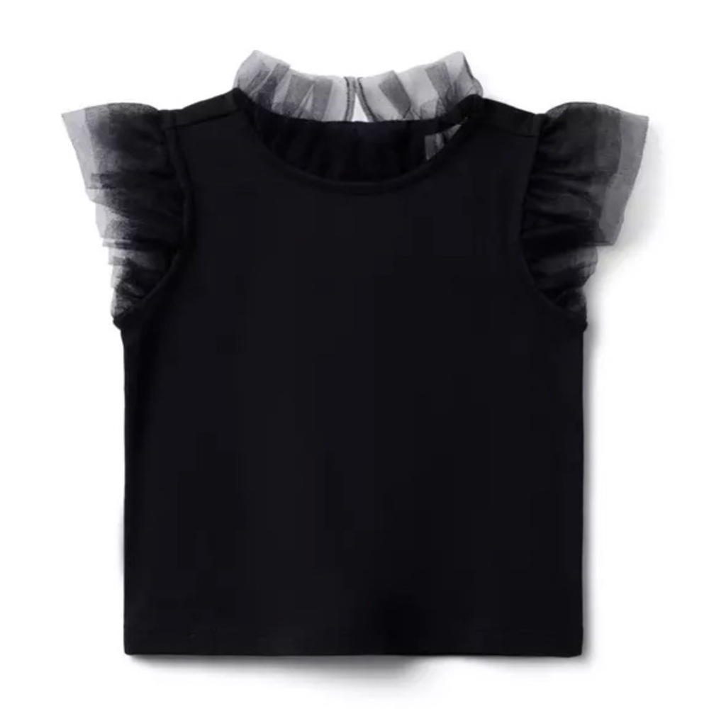 Toddler Janie and Jack Black Tulle Sleeve Top